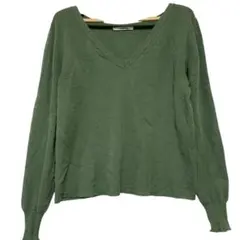 zucca ズッカ Vネック ニット 長袖 セーター グリーン サイズ1