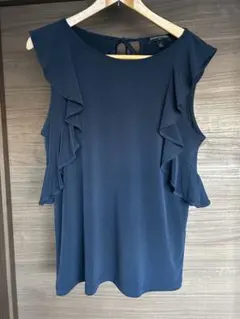 BANANA REPUBLIC フリルノースリーブ M ネイビー