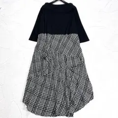 25SS 美品　m_mefu センソユニコ 異素材ミックスパッチワークドレス 25SS 美品 m_mefu センソユニコ 異素材ミックスパッチワークドレス
