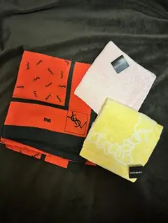YSL ロゴ入り 大判ハンカチとタオルハンカチ2枚