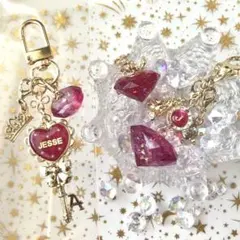 ダイヤ キーホルダー チャーム 3点セット 赤 ジェシーくん お好きな方へ