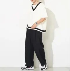 WEGOワイドスラックスパンツLブラックBROWNYのサムネイル