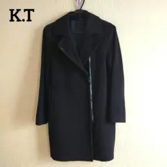 ダークネイビー ロングコート ジッパー付き