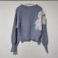 LAGUNAMOON レフトエンブロイダリーニットプルオーバー（ブルー）　F