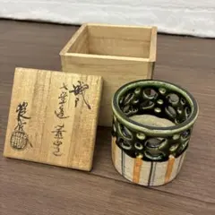 R482 蓋置 『美濃焼』『山口茂造』『七宝透し』『織部蓋置』 共箱