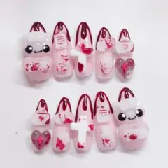 【即日発送】　ネイルチップ　地雷　量産型　平成女児　血みどろ　ゴテゴテ