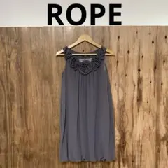 【 3023番】ROPE ミニワンピース　ノースリーブ　グレー系色　春夏　M