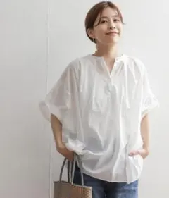 美品★アーバンリサーチドアーズ コットンボイルタックワイドブラウス M
