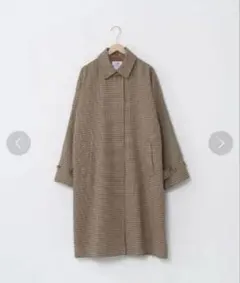 coen チェック柄ステンカラーコート