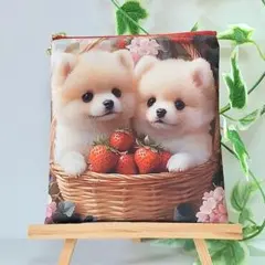 フラットポーチ ポメラニアン柄 両面パネル ❤️ハンドメイド - メルカリ