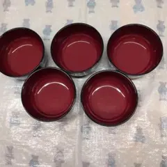 漆器 椀 赤黒 花柄 桂田美