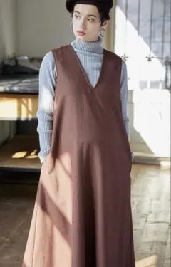 エンジェリーベ　ウール混 Vネックフレアージャンパースカート　マタニティ・授乳服