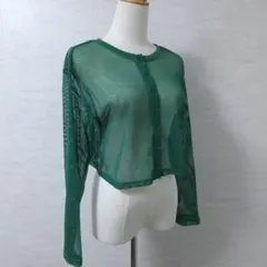 Blue Strive メッシュ ショート カーディガン レイヤード グリーン