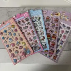 スティッチ しずく パワパフ しんちゃん スヌーピー ぷっくりシール 5枚セット