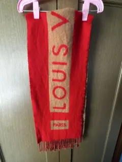 LOUIS VUITTON ロゴ入りマフラー レッド　カシミヤ