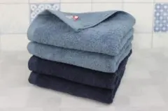今治タオル　フェイスタオル　4枚 (ネイビー2枚＋スモーキーブルー　2枚）