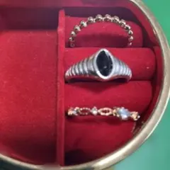 27.シルバーリング3点セット ブラックストーン付き【17号】