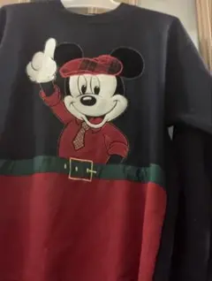 ディズニー ミッキーマウス トレーナー Mサイズ ネイビー/レッド