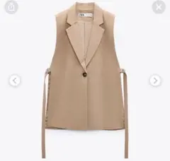 【美品】 ZARA レディーススリット入りベストジレ Sサイズ ベージュのサムネイル