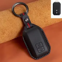 スマートキーケース　コンチョボタン　スズキ車対応　ブラック×レッド　PUレザー製