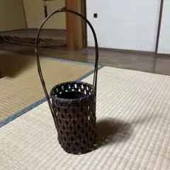 竹製 花器 編み込みデザイン 持ち手付き