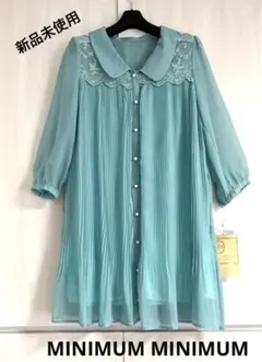 【新品】MINIMUM MINIMUM プリーツ&レースチュニック　ブラウス　Mのサムネイル