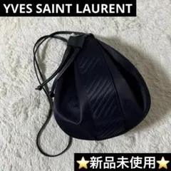 新品未使用✨　イヴ・サンローラン　巾着バッグ　プレートロゴ　ユニセックス