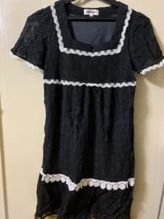 めちゃカワ黒と白のレースワンピース　SALE