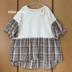新品＊niko and …＊チェックコンビフレアTシャツのサムネイル