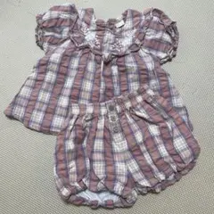 バースデイ　テータテート　セットアップ80センチ　チェック柄