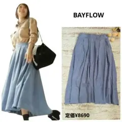 BAYFLOW フェイクスエード フレアスカート ブルー 【S】