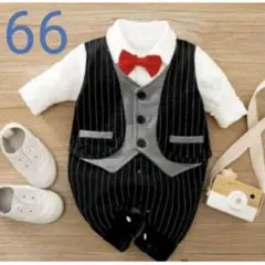 重ね着風ベストロンパース 長袖 タキシード セレモニー60サイズ