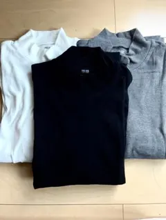ユニクロ　コットン タートルネックカットソー 3色セット