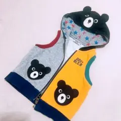 (チョコラ様専用)DOUBLE.B クマ刺繍 ジップアップベスト 80