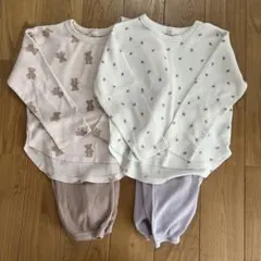 ワッフル パジャマ 2枚セット くま いちご 130