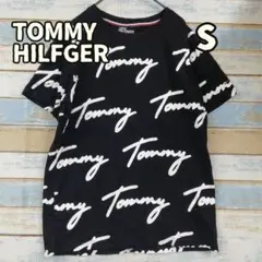 トミーヒルフィガー ブラック Ｔシャツ ロゴ クルーネック 半袖【う377】