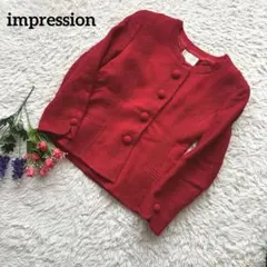impression【日本製】【ウール95%】【良品】赤　ジャケット