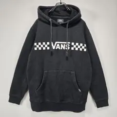 VANS　フーディー　パーカー　S　ビッグロゴ　ブラック　人気　古着コーデ
