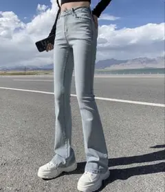 DAY CLOSET ハイウエスト ストレッチ フレア デニムパンツ ジーンズ