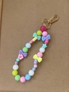 カラフルビーズの携帯ストラップ