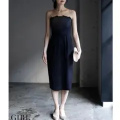 【GIRL】ベアトップ コクーン ワンピース パーティードレス 上質マットサテン