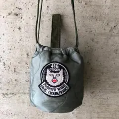 【HB1127】60cm紐　ミリタリーライナーリメイクペイシェントバッグ　巾着