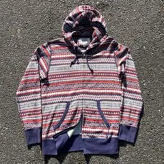 00s UNIQLO ノルディック柄 ダブルジップ パーカー Y2K 短丈