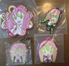 【鬼滅の刃】甘露寺蜜璃ラバーチャーム、コースター、アクリルキーホルダー4点セット