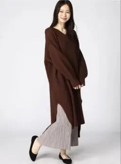 ジーナシス　ケーブルニットワンピース　ナチュラルベージュ