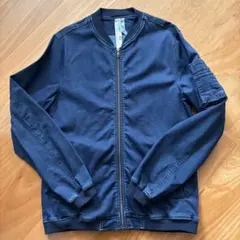 【クリーニング済】BACK NUMBER デニムMA-1ジャケット　青　撥水