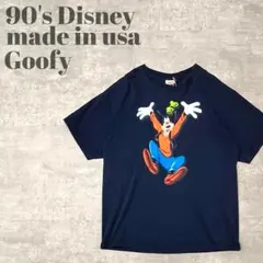 90s USA製 ディズニー グーフィー Tシャツ XL 両面プリント 大判 紺