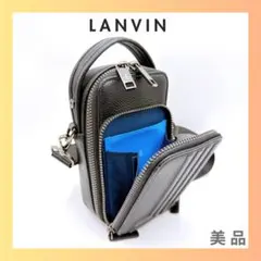 LANVIN ランバン レザー ミニショルダーバッグ ブラック 斜め掛け メンズ
