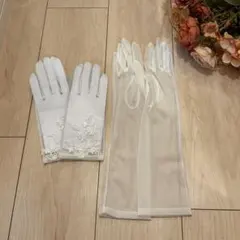 レース装飾 ロンググローブ　オフホワイト