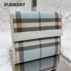 ✨美品✨ バーバリー 折り財布 ノバチェック レザー PVC 白 ウォレット